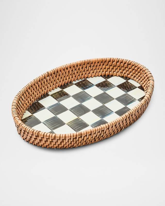 Courtly Check Rattan Small Serving Tray